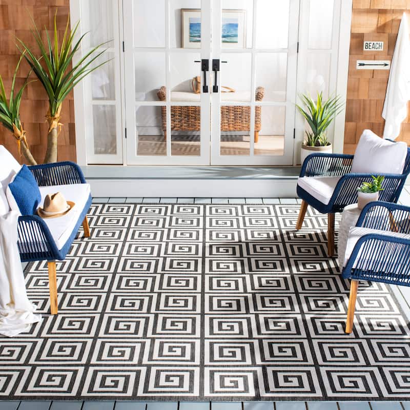 SAFAVIEH Beach House Anarsija Indoor/ Outdoor Waterproof Patio Backyard Rug - 9' x 12' - Light Grey/Charcoal