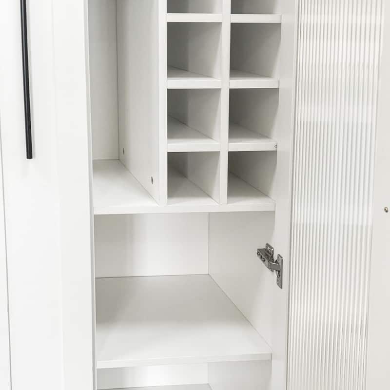 GDFStudio - Harry 70.87" Freestanding Multi-Function Pantry Cabinet with Pull-Out Shelves, Drawers & Microwave Stand