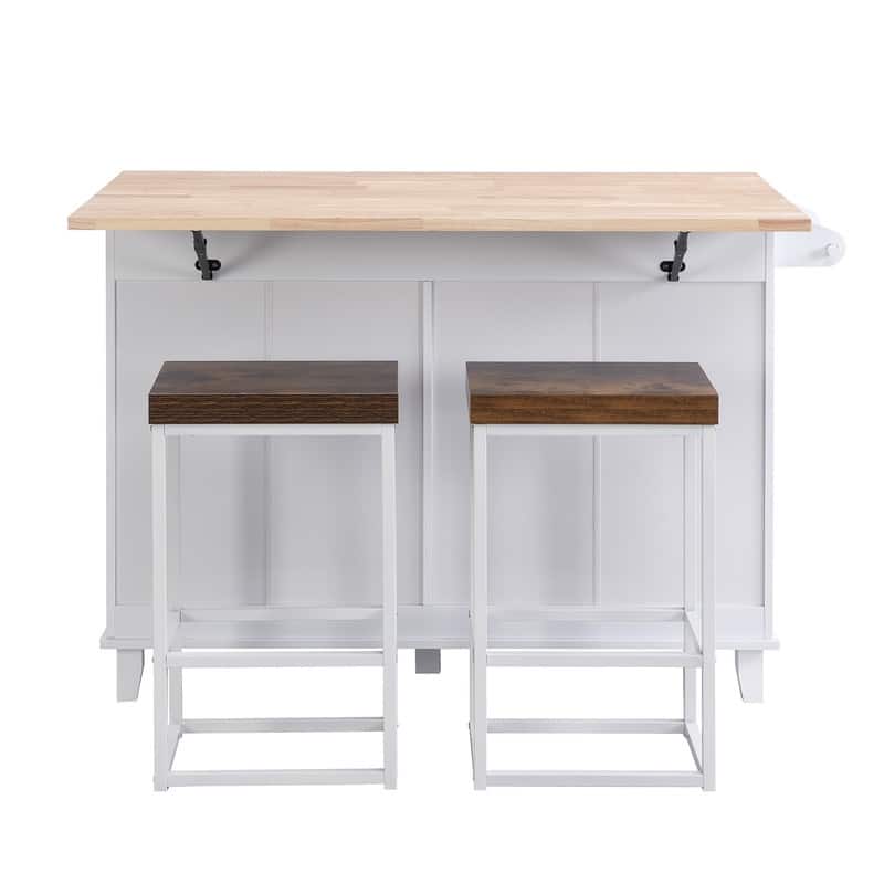 Kitchen Island Set with Drop Leaf and 2 Seatings