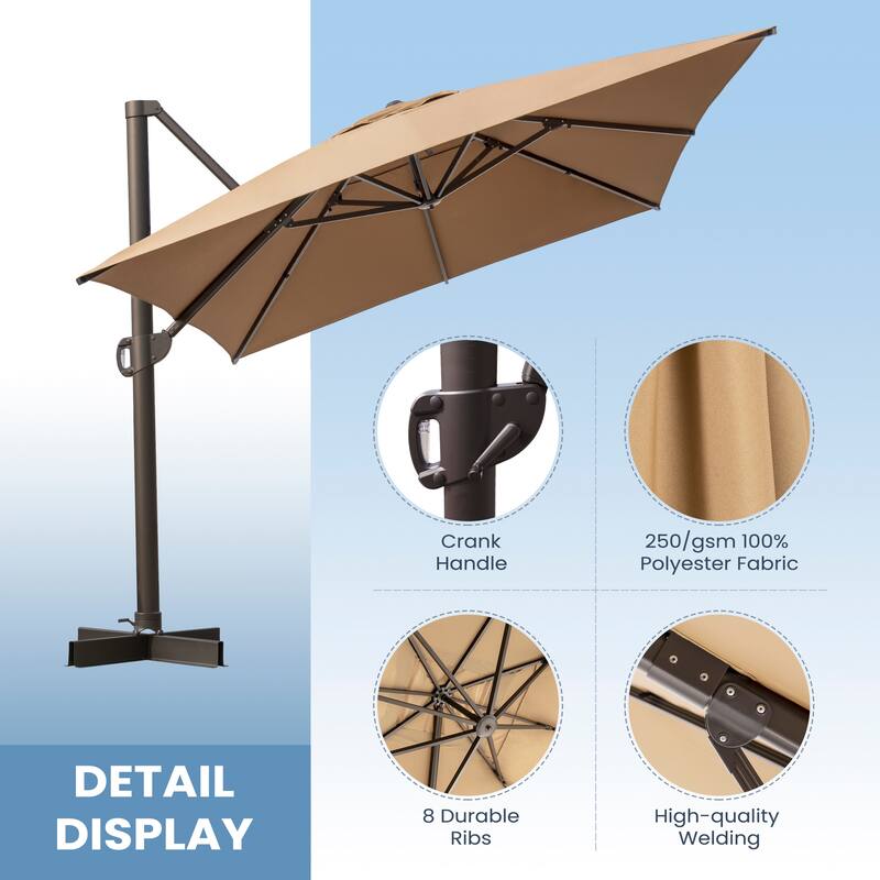 Luxury Outdoor Shade Canopy Patio Cantilever Offset Umbrella with 360-degree Rotation