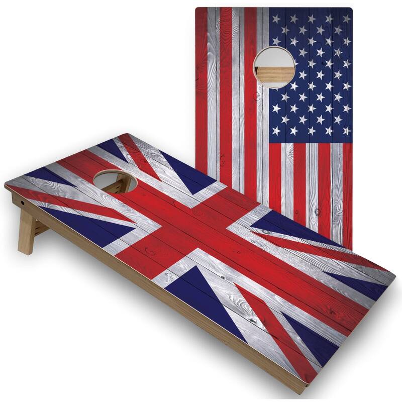 UK & USA Flag Cornhole Boards with Case & Lights - 16 Years and Up