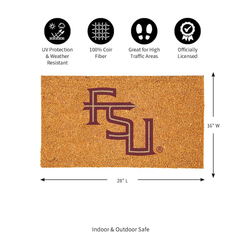 Coir Door Mat, 16"x 28", Florida State University - 28" x 16"