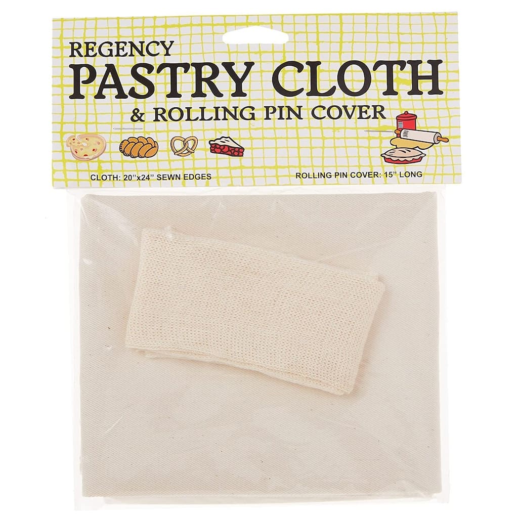 Regency 100% Cotton 20" x 24" Pastry Cloth & 15" Rolling Pin Cover Set for Dough