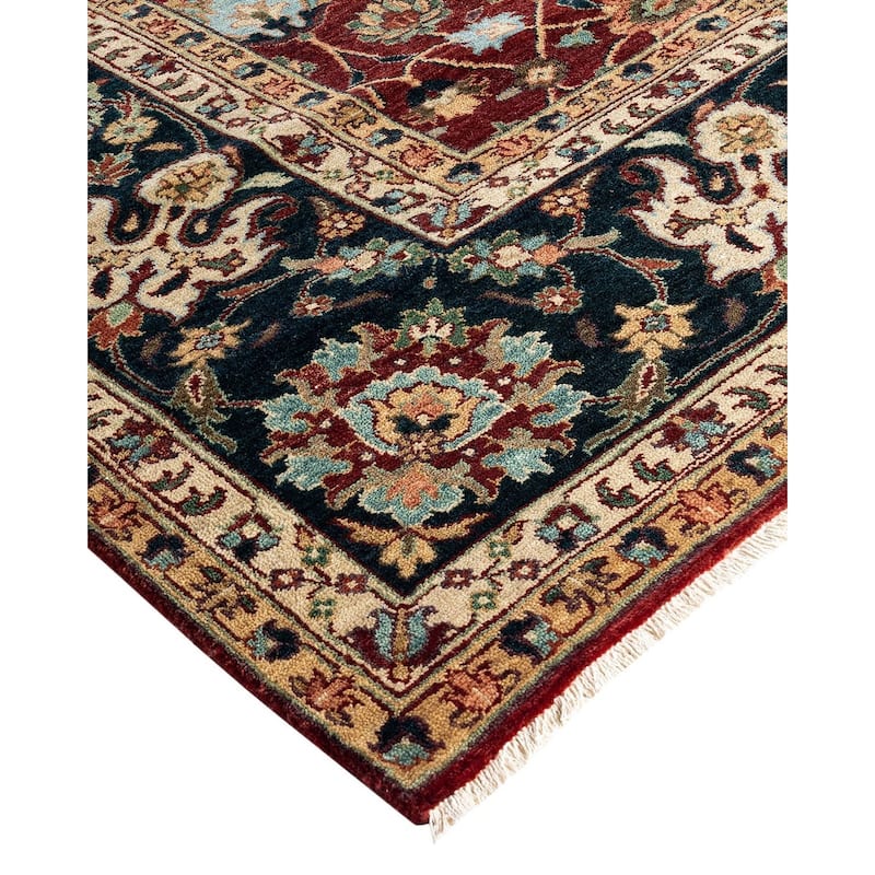 Indo Persian One-of-a-Kind Hand-Knotted Area Rug - Red, 9' 1" x 11' 9" - 9' 1" x 11' 9"