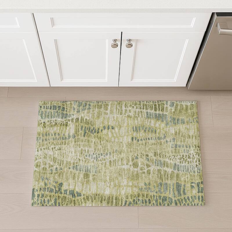 Machine Washable Indoor/ Outdoor Modern Imprints Chantille Rug