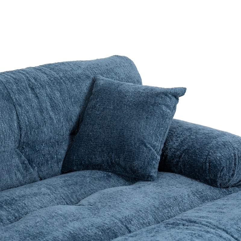120.87" Chenille L-Shaped Sectional Sofa with Reversible Design, and 3-Seat Sleeper & Ottoman - Dual-Layer Cushion