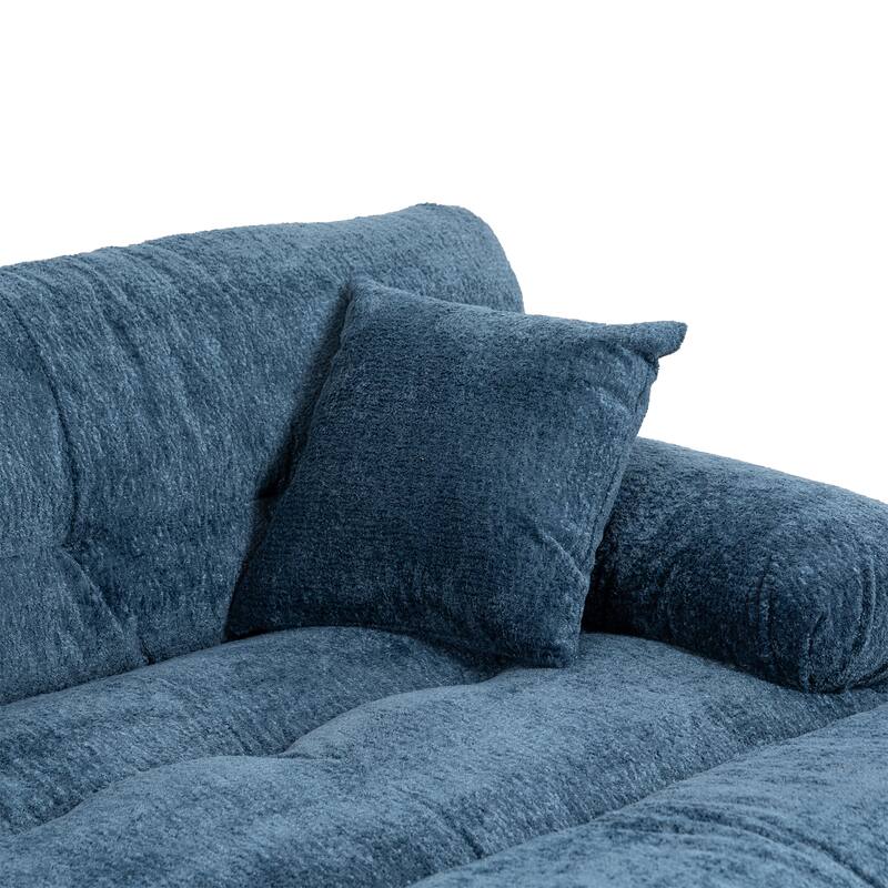 120.87" Chenille L-Shaped Sleeper Sectional Sofa with Ottoman