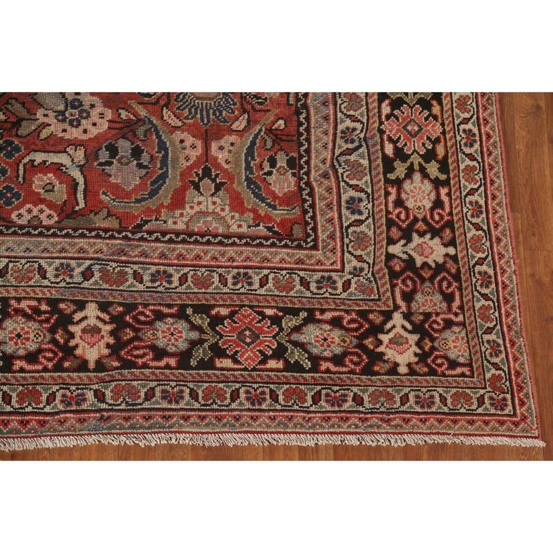 Pre-1900 Antique Floral Mahal Persian Area Rug Handmade Wool Carpet - 9'2"x 12'10"