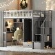 preview thumbnail 39 of 55, Playhouse Inspired Twin size Loft Bed with Bookshelf, Drawers, Desk and Wardrobe, Sturdy Construction & Unique Design, White Grey