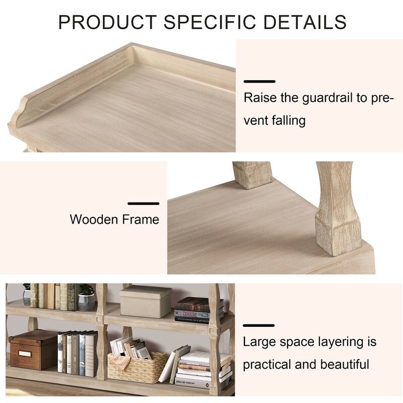 Console Table with 3-Tier Open Storage Spaces Effect Support Legs