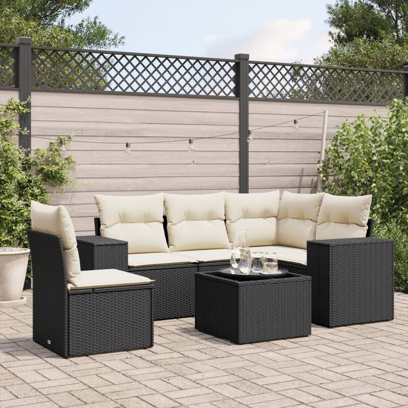 vidaXL Garden Sofa Set - Black and cream With table