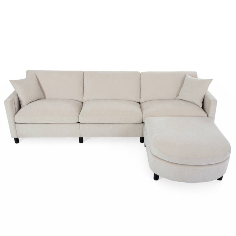 Sectional Sofa Couch With 1 Ottoman,Seat Cushion and Back Cushion Removable
