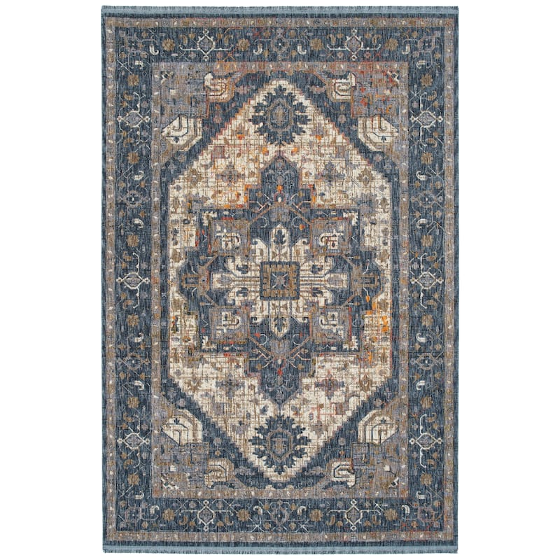 Artundra Navy Machine Made Flatweave Indoor Outdoor Area Rug