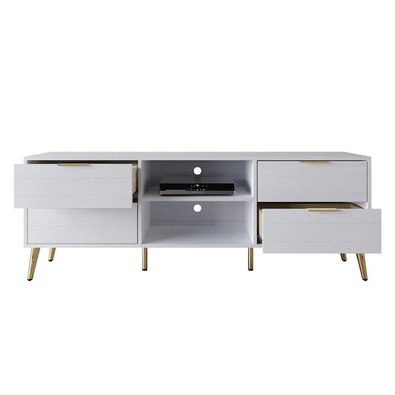 CraftPorch Elegance TV Stand Console with 2 Bookcase Living Room Set