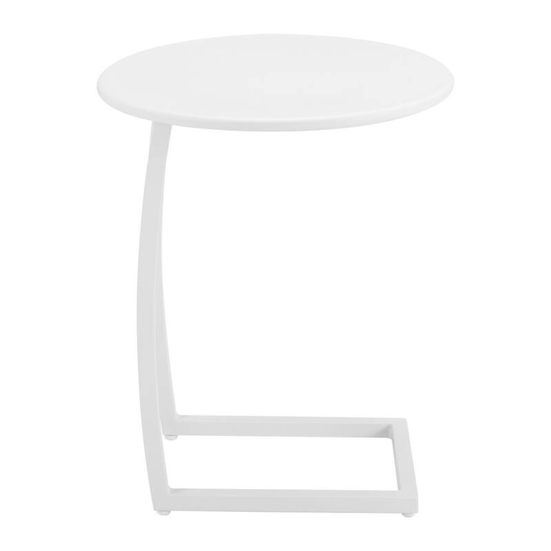 20" White Aluminum Round Outdoor Side Table