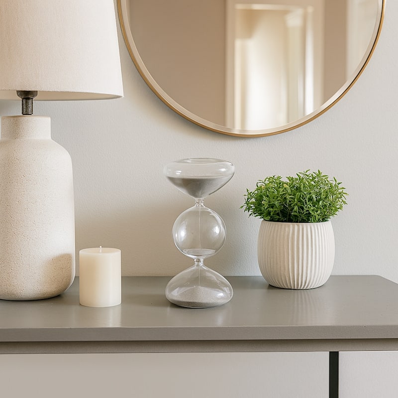 Glass Hourglass Timer Abstract Decorative Sculpture with Modern Design