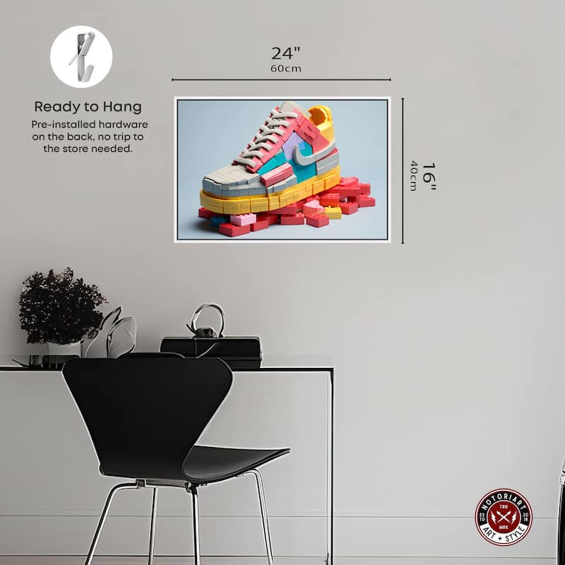 Notoriart Toy Sneaker Pastel Framed Sneaker 1 Piece Canvas Wall Art