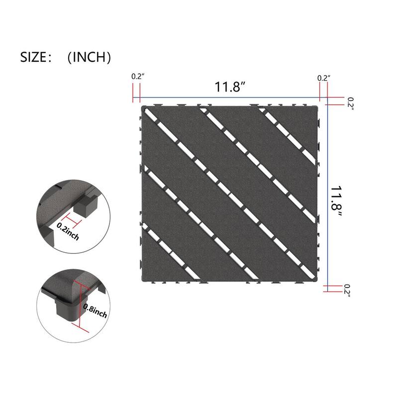 44-Pack 12"x12" Interlocking Deck Tiles, Waterproof Outdoor Patio Tiles for Poolside & Balcony - 44PCS