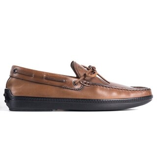 Tod%27s Men%27s Brown Leather Balck Sole Front Tie Moccasins