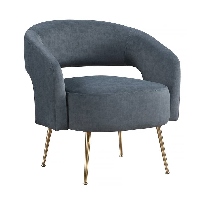 Sonoma 27.5" Velvet Accent Chair - Gold Finish Metal Legs - Dark Gray