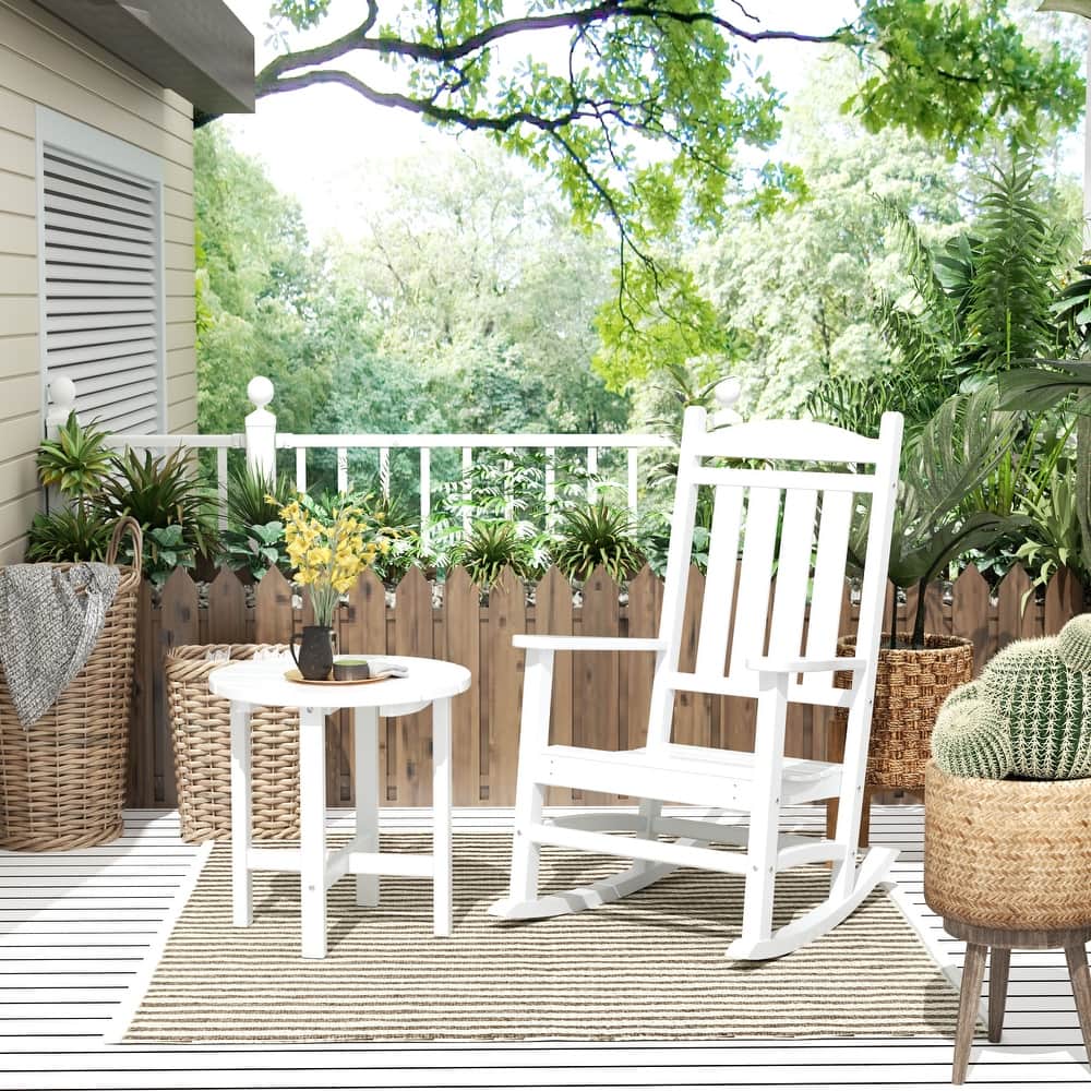 Laguna Hdpe All Weather Outdoor Patio Rocking Chair With Side Table (2-Piece Set)