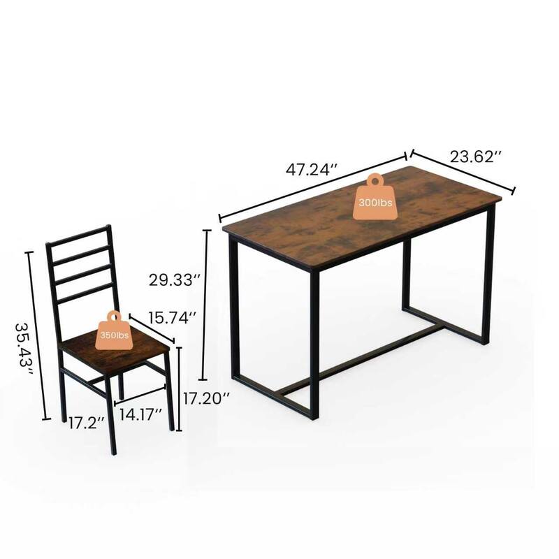 5 Piece Metal and Wood Indoor Modern Dinning Table Furniture Set for 4, Dining Table Chairs