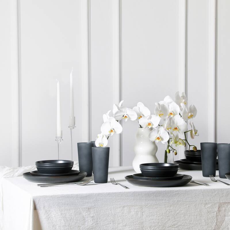 Stone Lain Elio Stoneware Dinnerware Set and Glassware Set