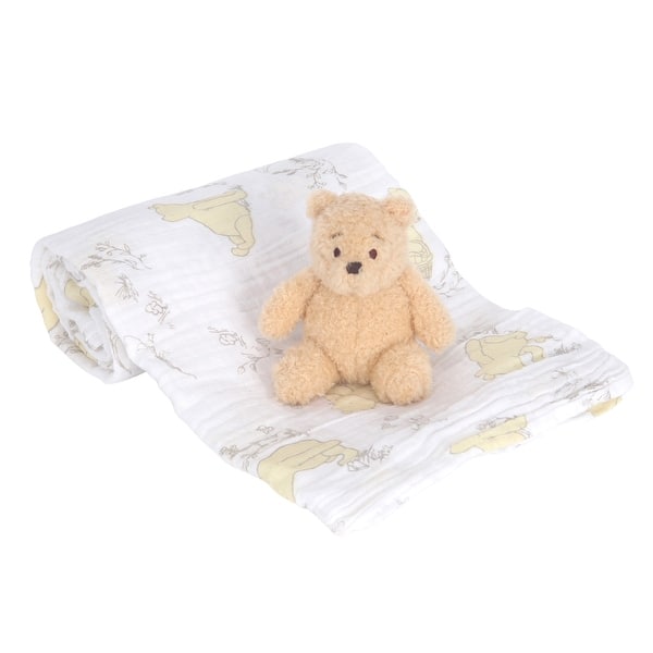 slide 2 of 7, Lambs & Ivy Disney Baby Winnie the Pooh Swaddle Blanket & Plush Toy Gift Set