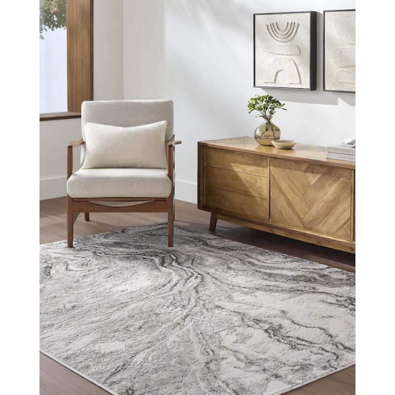 Livabliss Amman Mid-Century Modern Area Rug - Light Slate - 7'10" x 10'