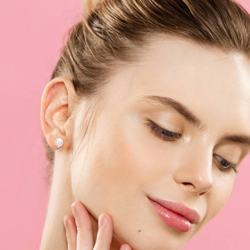 Miadora 8-9mm South Sea Cultured Pearl and 4/5ct TGW Morganite Stud Earrings in Rose Silver