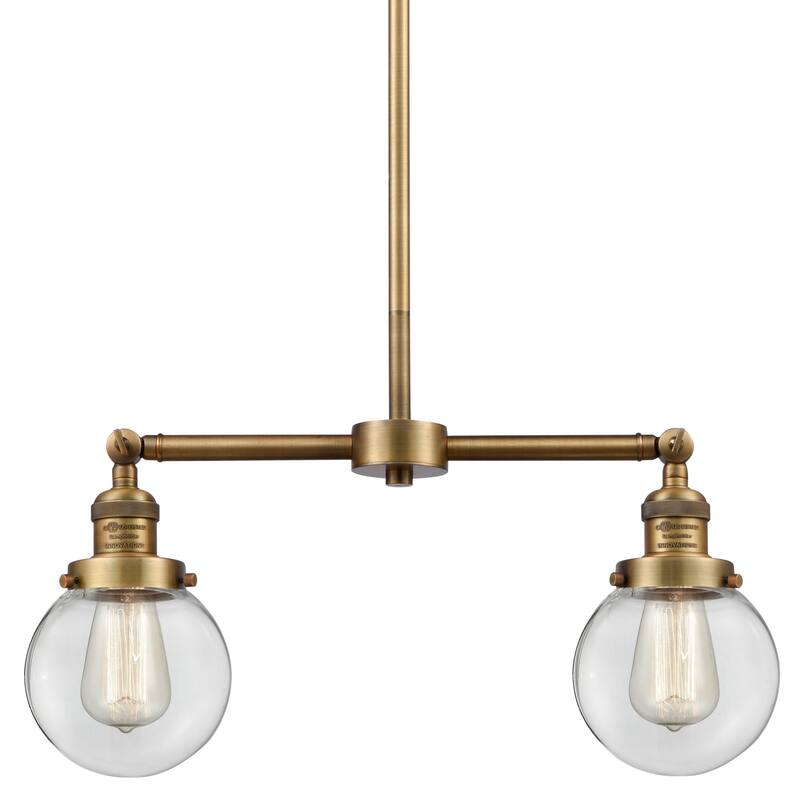 Innovations Lighting Beacon 2 Light 23" Wide Linear Chandelier - Brushed Brass / Clear