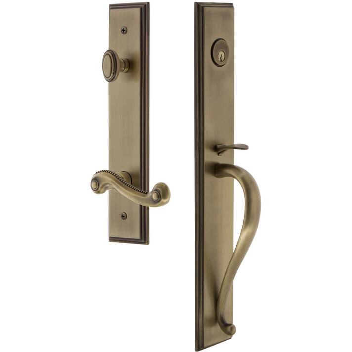 Grandeur Carre Solid Brass Rose Left Handed Keyed Entry Single - Vintage Brass