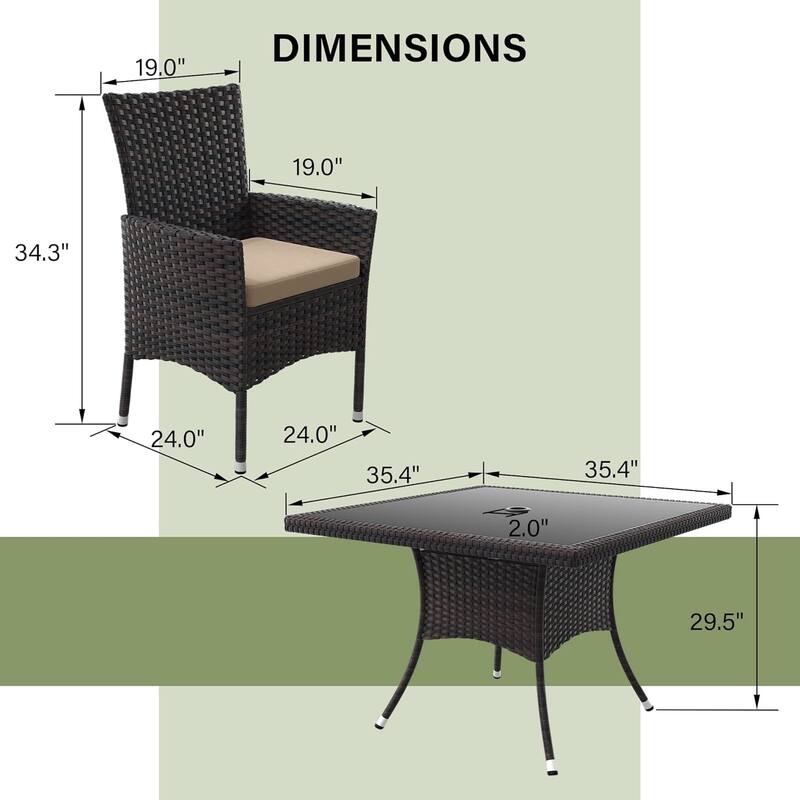 Kullavik Outdoor Dining Set, Rattan Patio Furniture Dining Table & Chairs