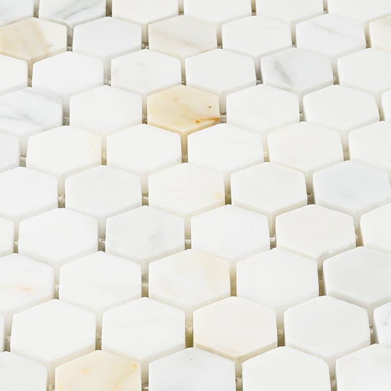 Calacatta Marble 1" x 1" Honeycomb Honed Mosaic Tile