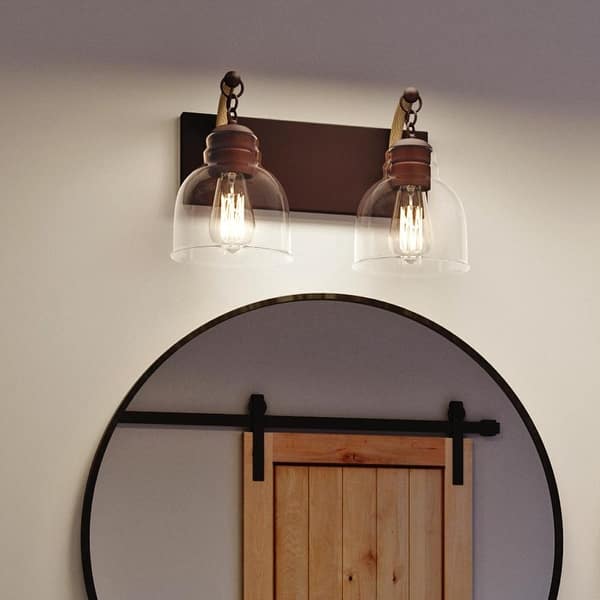slide 1 of 7, Luxury Modern Farmhouse Bath Vanity Light, 10"H x 16"W, with Old World Style, Black Bronze, by Urban Ambiance