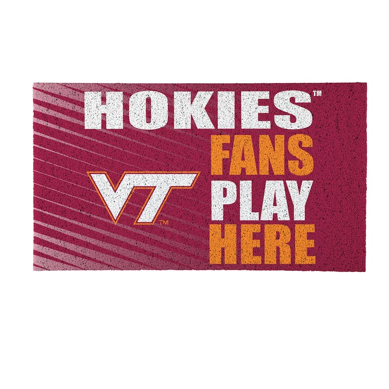28 in. x 16 in. Virginia Tech "Fans Play Here" PVC Door Mat