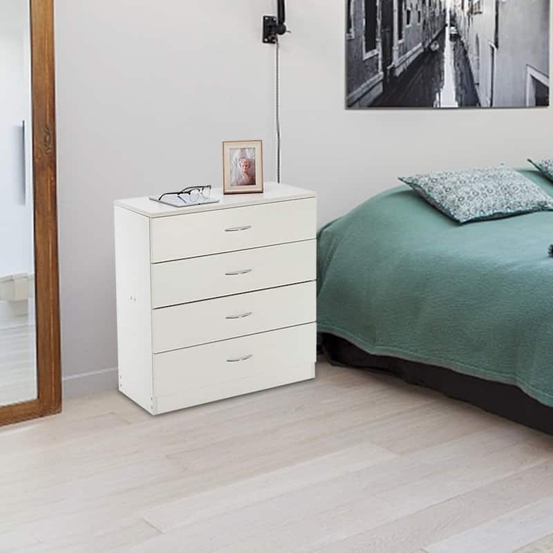 28" Modern Simple 4-Drawer Dresser Black/White - Black
