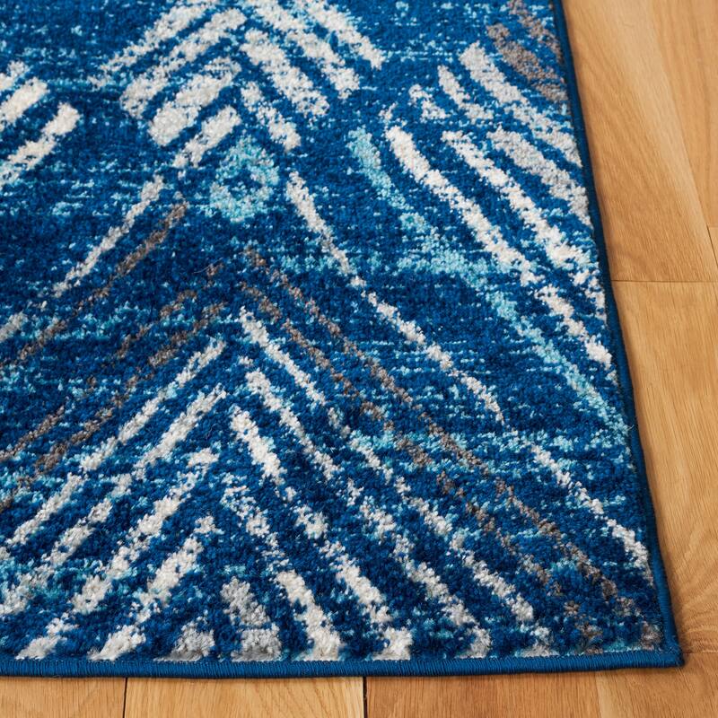 SAFAVIEH Amsterdam Gulumser Modern Rug - 6'7" Square - Navy/Aqua
