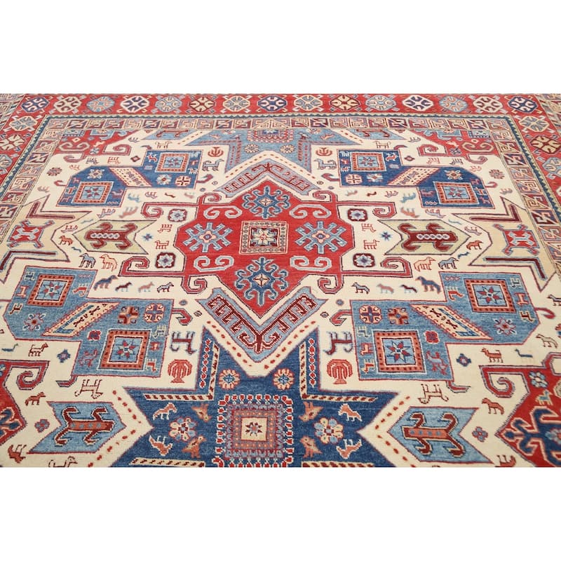 Geometric Super Kazak Oriental Vegetable Dye Area Rug Wool Handmade - 8'8" x 11'9"