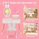 preview thumbnail 17 of 18, Gymax Kid Vanity Set Makeup Table Stool with Drawer Shelf Wood Leg