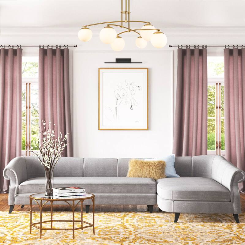 Modern Brass Sputnik Linear Opal Frosted Glass Globe Semi-Flush Mount Light