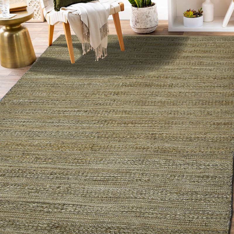 Saratoga All-natural Jute/Cotton Flatweave Area Rug - 8' x 10' - Tan