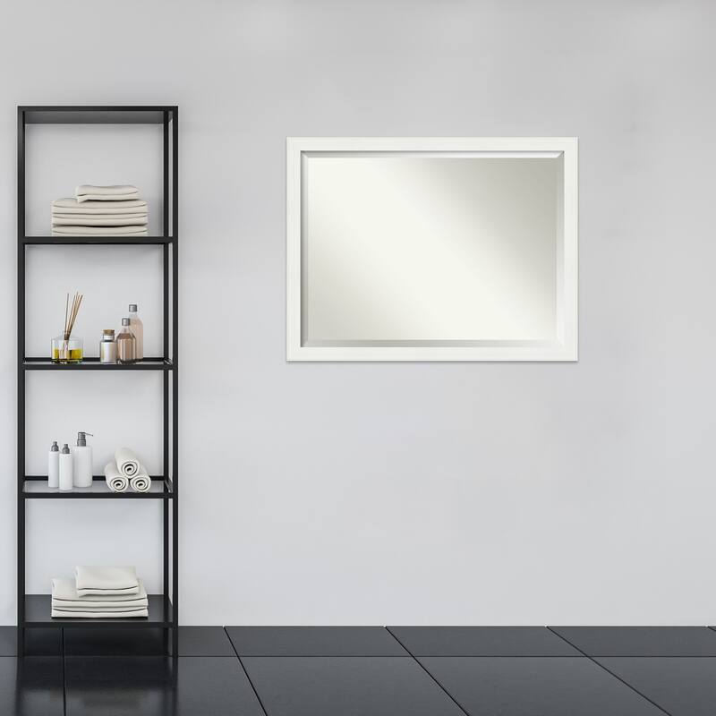 Beveled Wall Mirror - Vanity White Narrow Frame - Vanity White Narrow