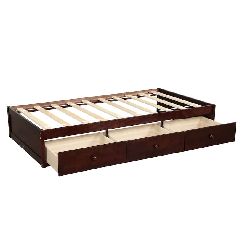 Nestfair Twin Size Platform Storage Bed with 3-Drawers