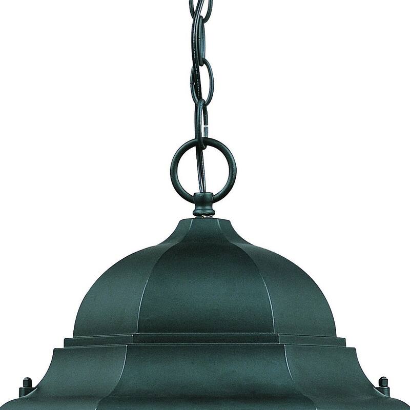 HomeRoots Three Light Matte Black Domed Glass Lantern Hanging Light - 12.25' X '18.5' X '12.25