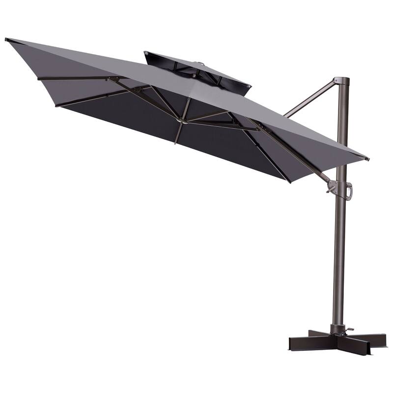 VredHom 11 Ft Patio Cantilever Offset Umbrella with Double Top