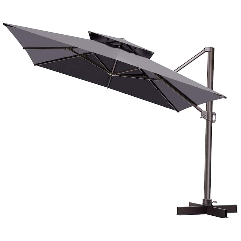 VredHom 11 Ft Patio Cantilever Offset Umbrella with Double Top