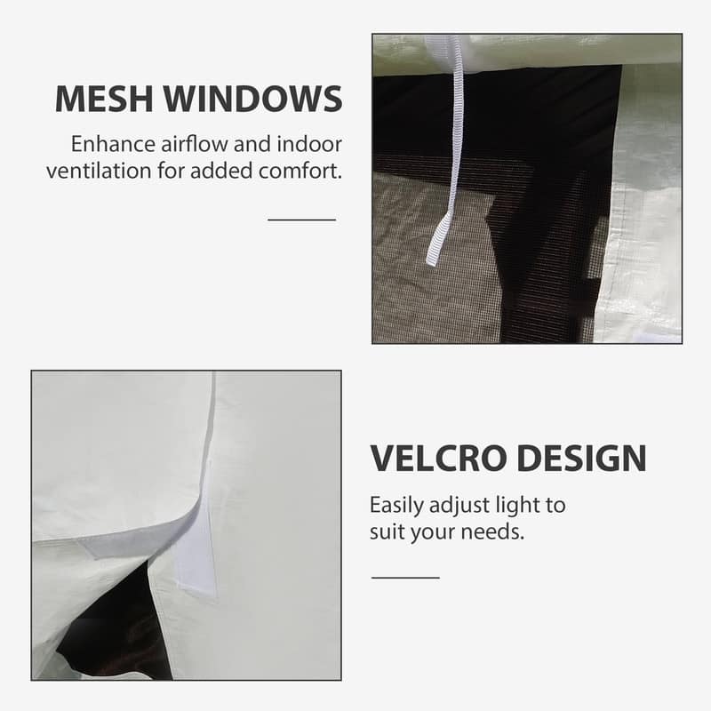 Domi 8' x 8' Universal Winter Gazebo Cover, All Season Waterproof Enclosed Cover with Sidewalls & Ventilated Mesh Windows, White