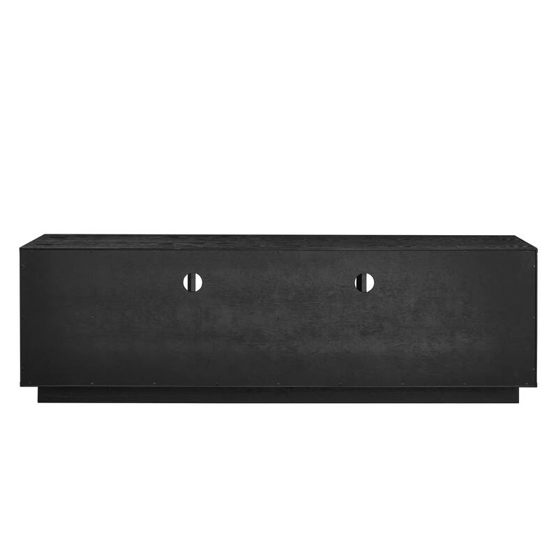 Mid-Century Modern TV Stand for TVs up to 75" with Louver Design 3 Drawers and Outlet Holes, for Living Room, Black