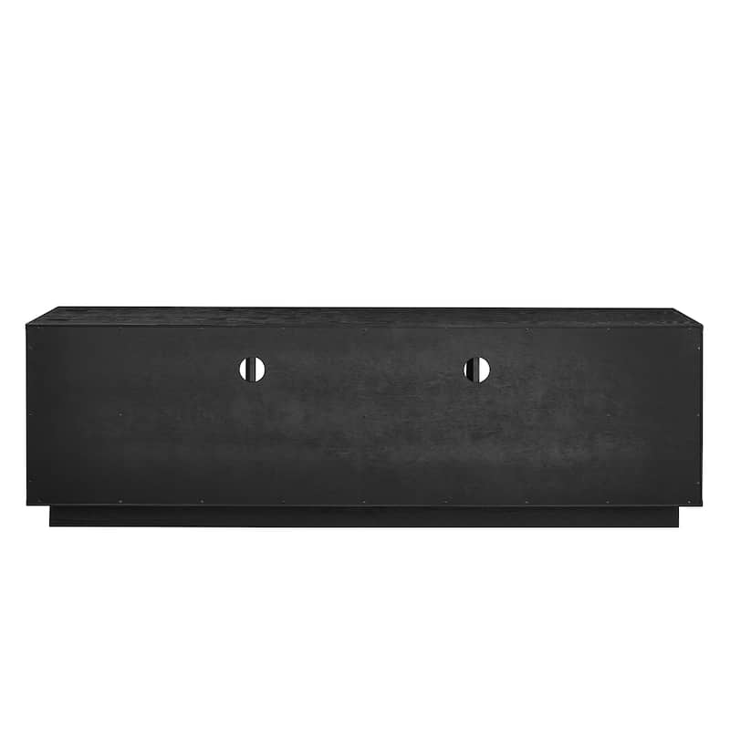 Roomfitters 63" Mid Century Modern TV Stand, Solid Wood Farmhouse Entertainment Console, Louver Doors & Outlet Holes